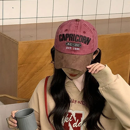 Cotton Letter Embroidery Patchwork Adjustable Baseball Cap