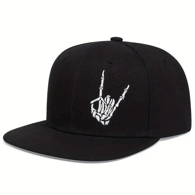 Unisex Skeleton Finger Embroidery Snapback Cap