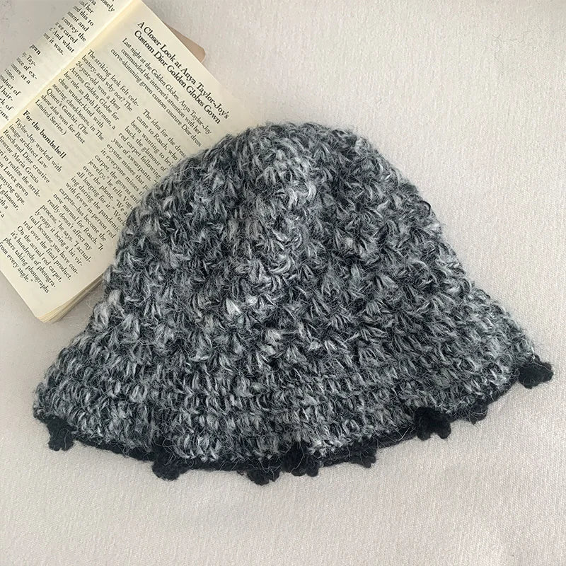 Women's Openwork Knitted Wool Bucket Hat