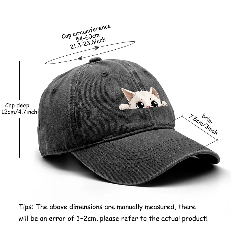 Cute Hiding Cat Print Snapback Baseball Cap