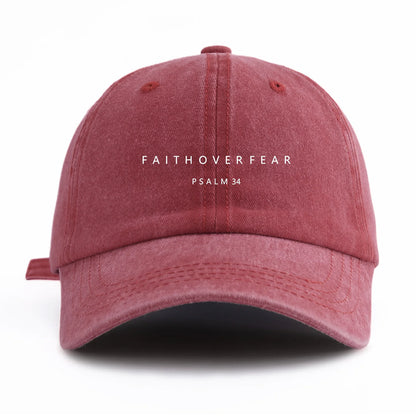 Faith Over Fear Washed Retro Dad Baseball Cap