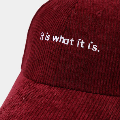 Winter Corduroy Embroidered Letter Baseball Cap
