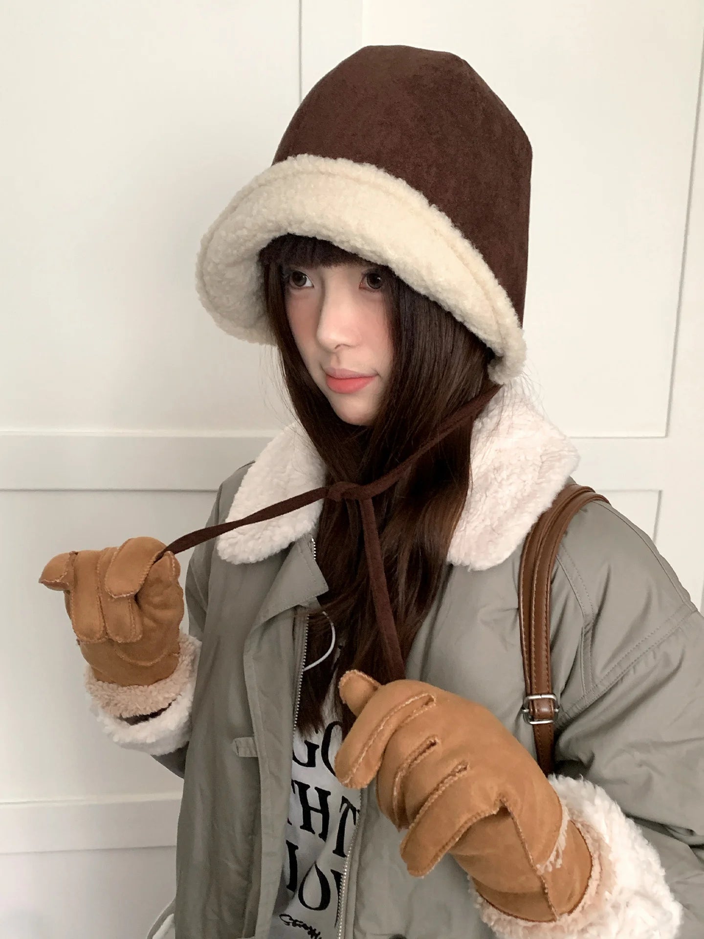 Retro Suede Plush Earflap Bucket Hat