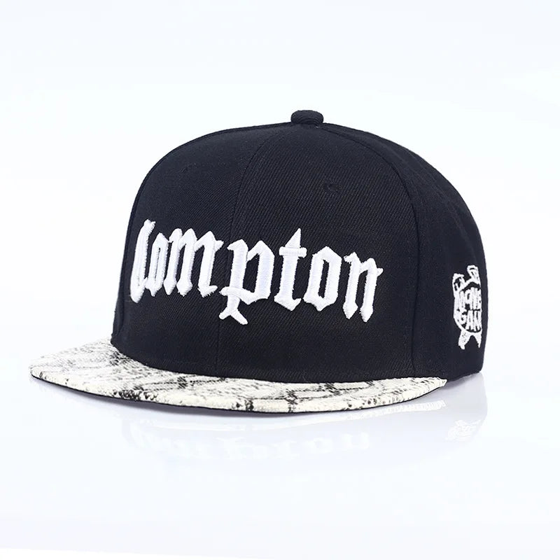 Unisex Compton Embroidered Hip Hop Snapback Cap
