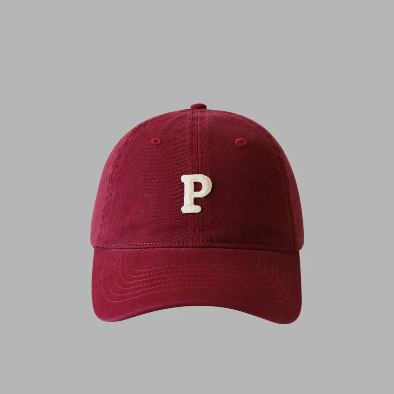 Unisex Letter P Embroidered Baseball Cap
