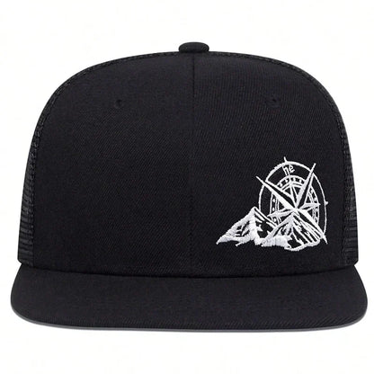 Unisex Compass Mountain Embroidery Hip-hop Net Hats