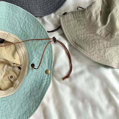 Unisex Solid Color Cotton Summer Bucket Hat