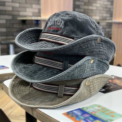 Men's Washed Cotton Wide Brim Bucket Hat