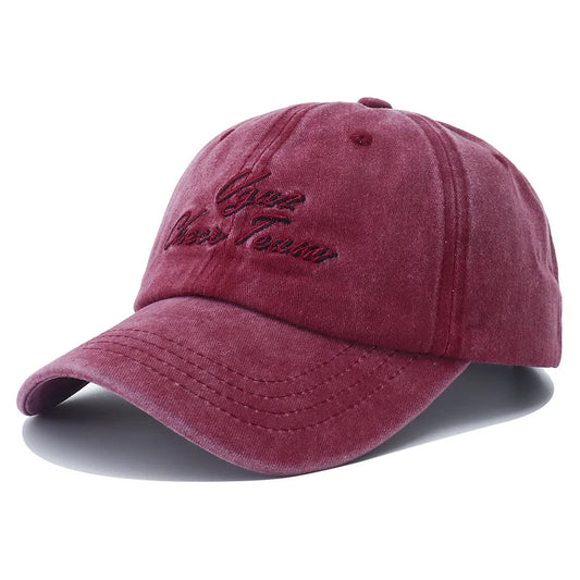 Unisex Letter Embroidery Washed Cotton Baseball Cap