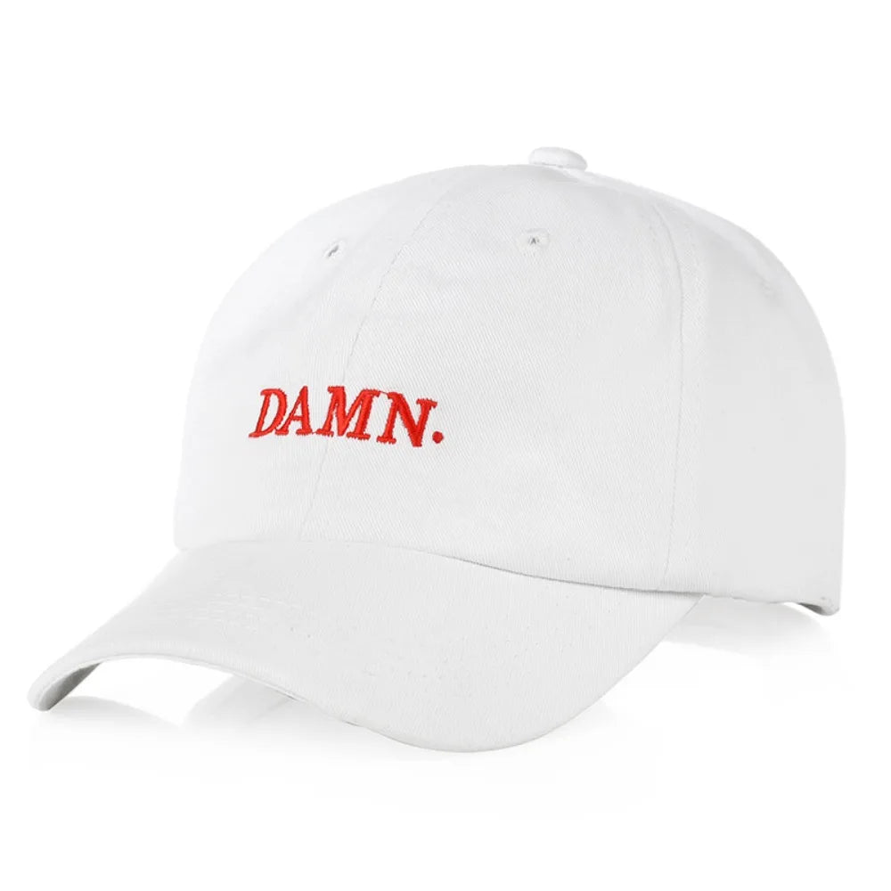 DAMN Letter Embroidery Distressed Washed Baseball Cap