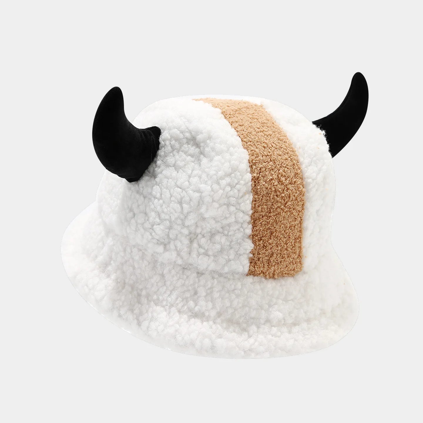 Creative Horn Ear Lambswool Plush Bucket Hat