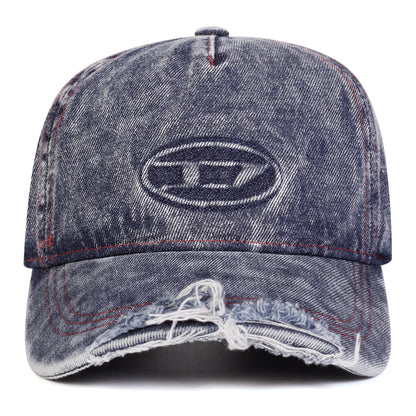 Unisex Stamped D Letter Denim Hole Baseball Caps
