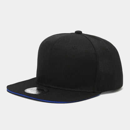 Solid Black Flat Brim Hip Hop Cap