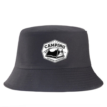Camping Outdoor Adventure Print Reversible Hiking Bucket Hat