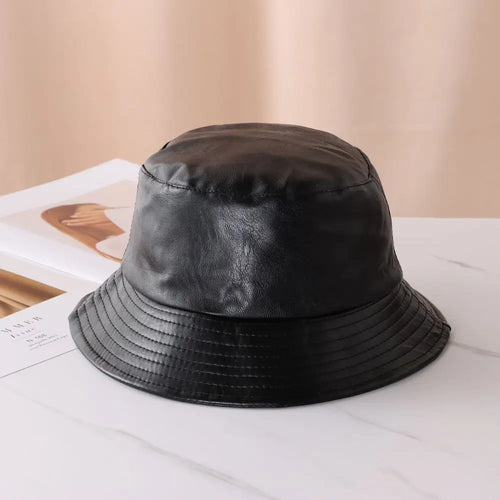PU Leather Waterproof Bucket Hat Unisex