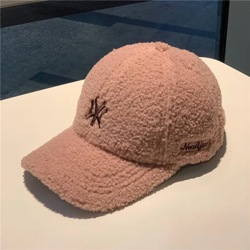 Faux Cashmere Letter Logo Winter Baseball Cap