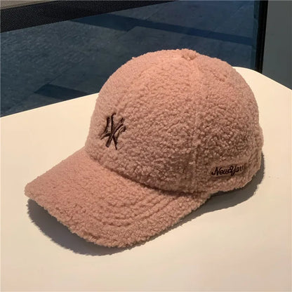 Faux Cashmere Letter Logo Winter Baseball Cap