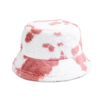Cow Pattern Plush Bucket Hat