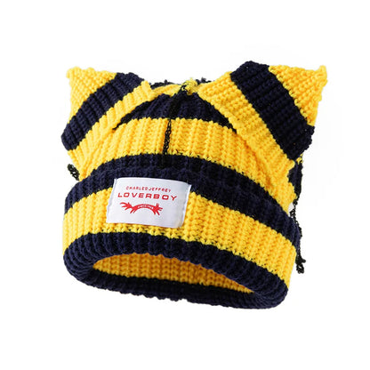 Y2K Cute Ear Warm Knit Bucket Hat