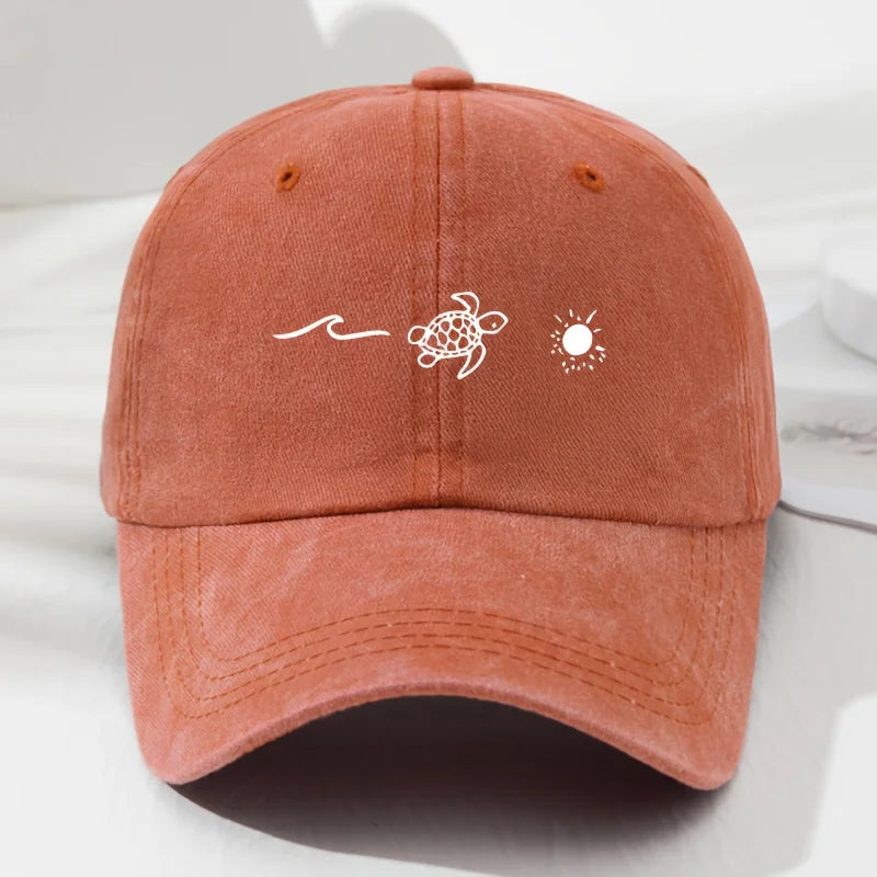 Wave Turtle Retro Baseball Cap Unisex