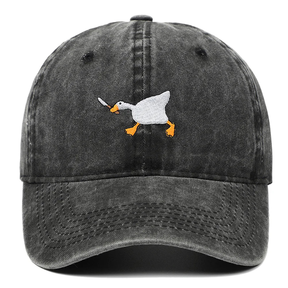 White Goose Embroidered Adjustable Baseball Cap