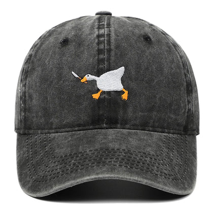White Goose Embroidered Adjustable Baseball Cap