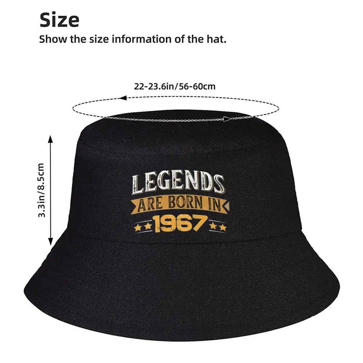 Vintage 1967 Legend Birthday Text Bucket Hat