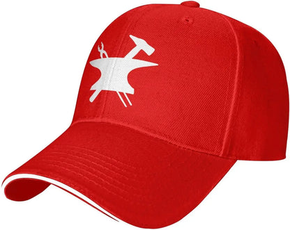 Blacksmith Anvil Hammer Logo Baseball Cap