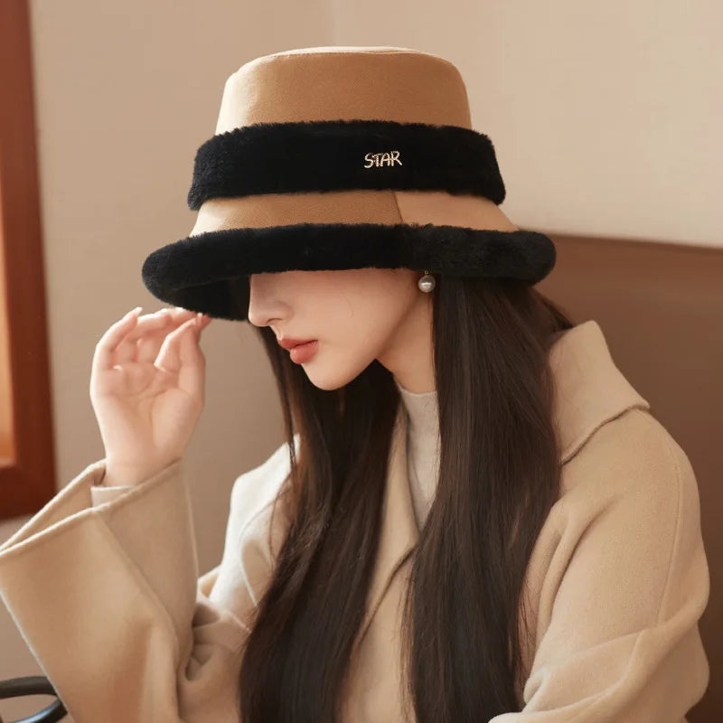 Women's Plush Bucket Hat with Ear Protection