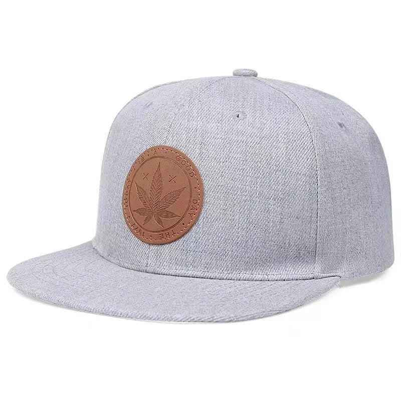 Maple Leaf Leather Flat Brimmed Baseball Hat
