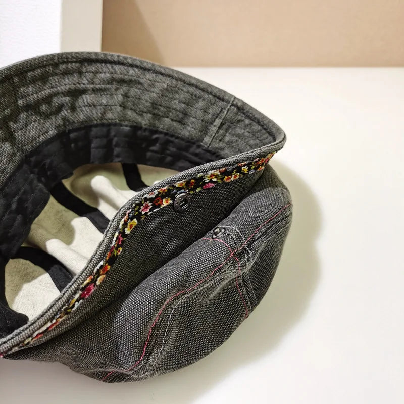 Niche Denim Lace Short Brim Bucket Hat