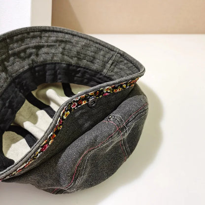 Niche Denim Lace Short Brim Bucket Hat