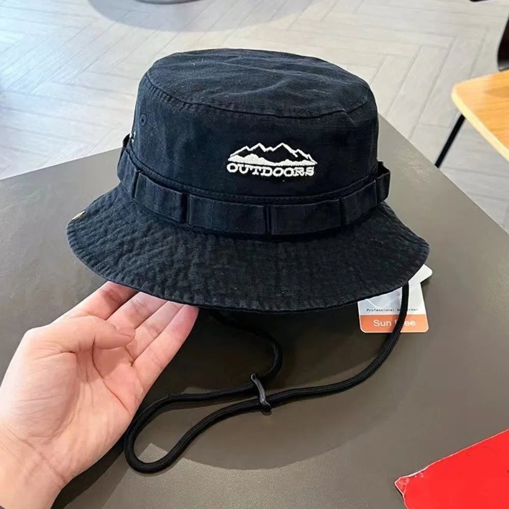 Fashion Mountain Embroidery Sun Protection Bucket Hat