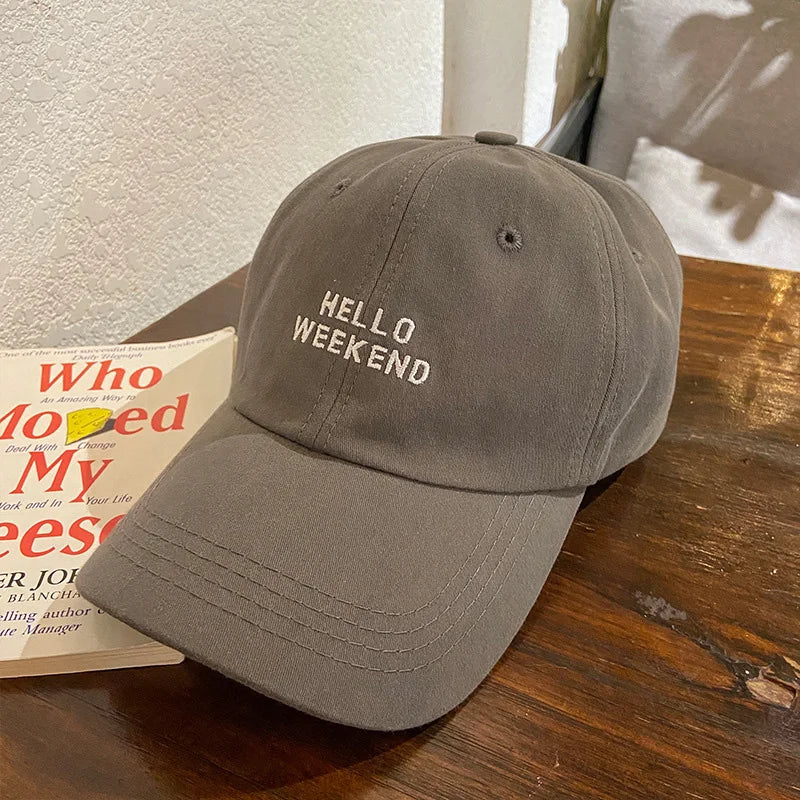 Hello Weekend Embroidered Baseball Cap