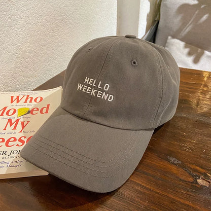 Hello Weekend Embroidered Baseball Cap