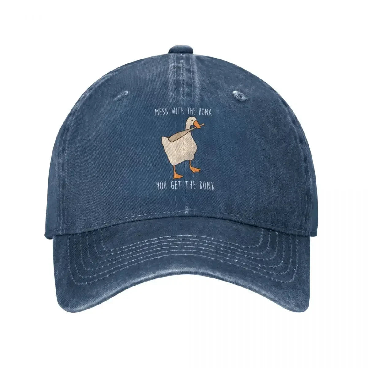 Untitled Goose Game Honk Bonk Distressed Denim Baseball Cap