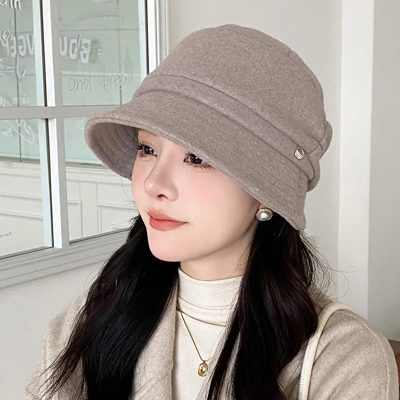 Soft Brim Metal Label Fashion Bucket Hat