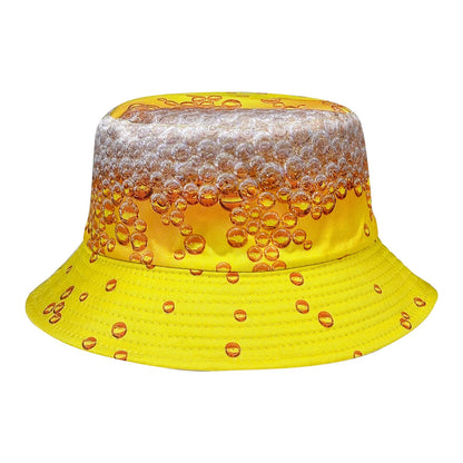 Yellow Beer Bubble Reversible Festival Bucket Hat