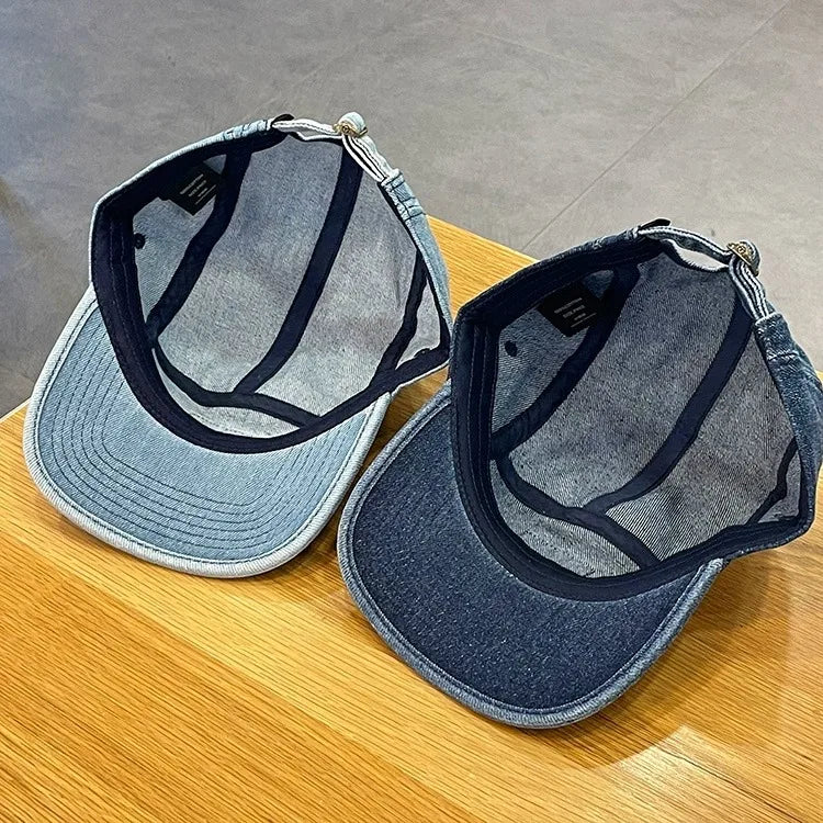 Vintage Denim Flat Brim Baseball Cap Unisex Snapback