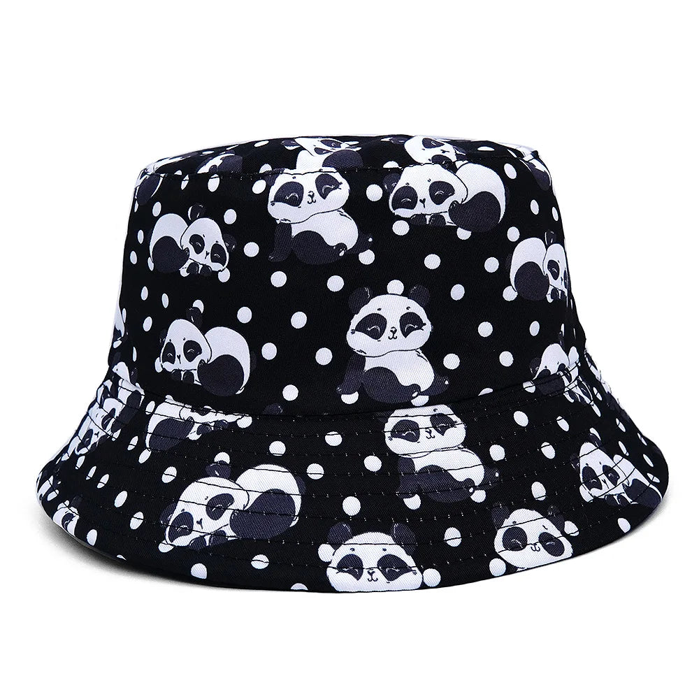 Kids Reversible Cartoon Panda Bucket Hat