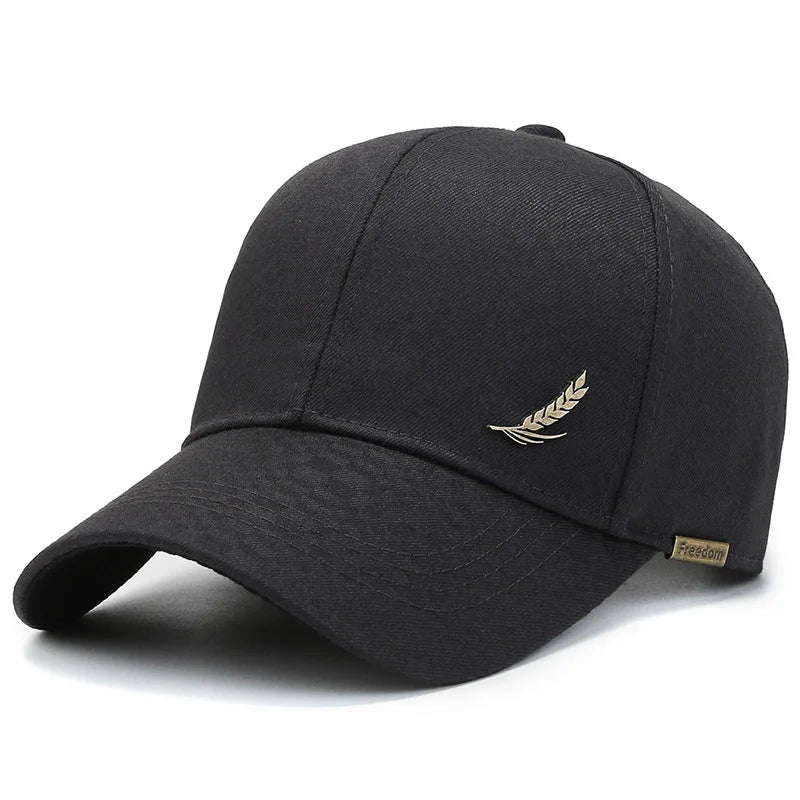 Breathable Wheat Ear Copper Label Baseball Cap