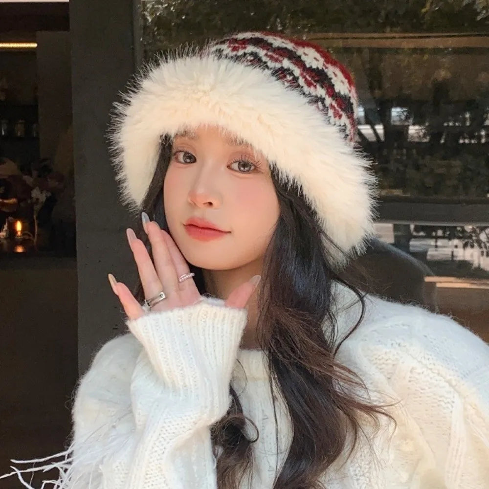 Windproof Faux Fur Winter Bucket Hat