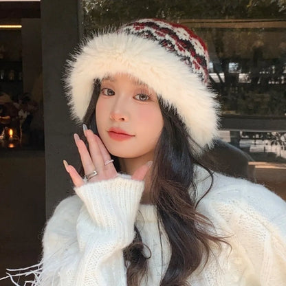 Windproof Faux Fur Winter Bucket Hat