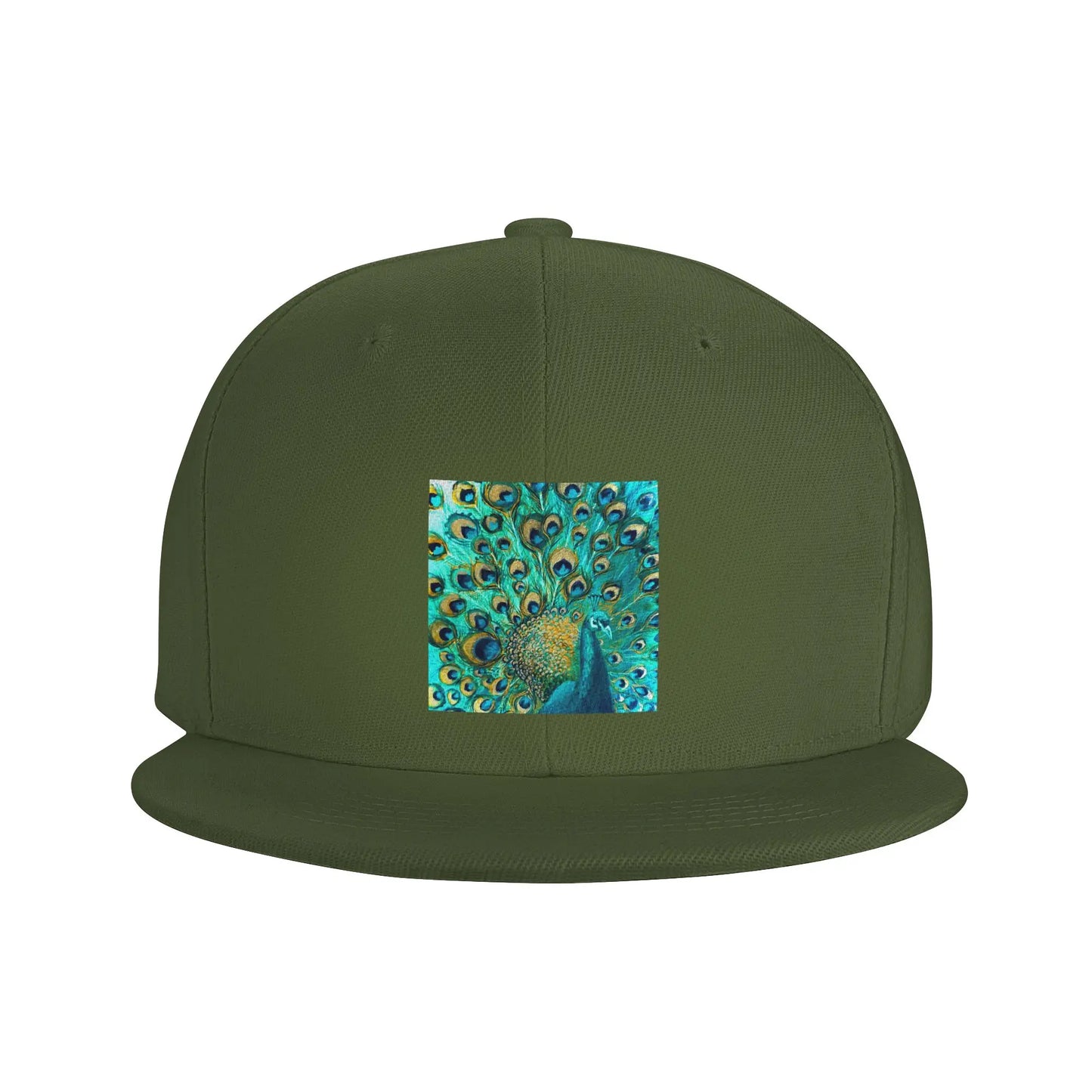 Colorized Aqua Peacock Feather Pattern Snapback Cap