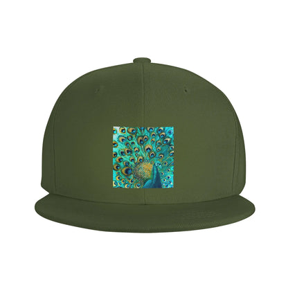 Colorized Aqua Peacock Feather Pattern Snapback Cap