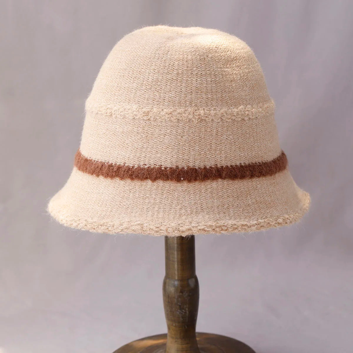 Striped Wool Knitted Bucket Hat
