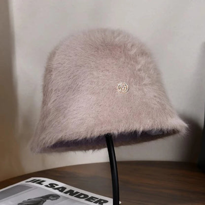 Cute Fleece Solid Color Winter Bucket Hat