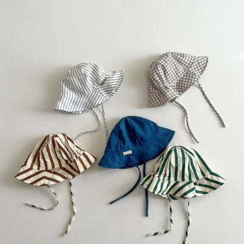 Kids Striped Cotton Fisherman Cap