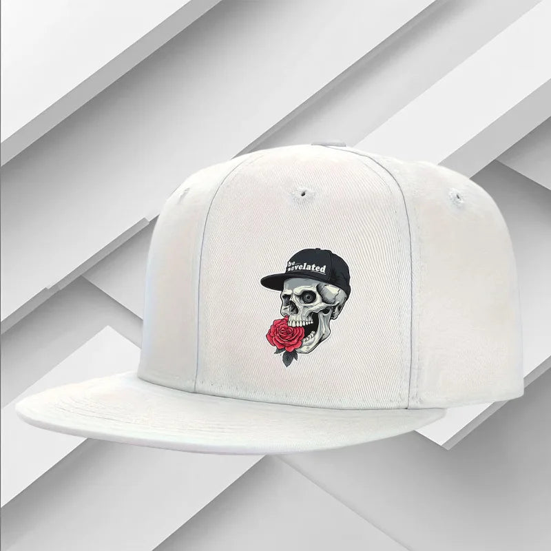 Skull Rose Graphic Street Fashion Snapback Cap