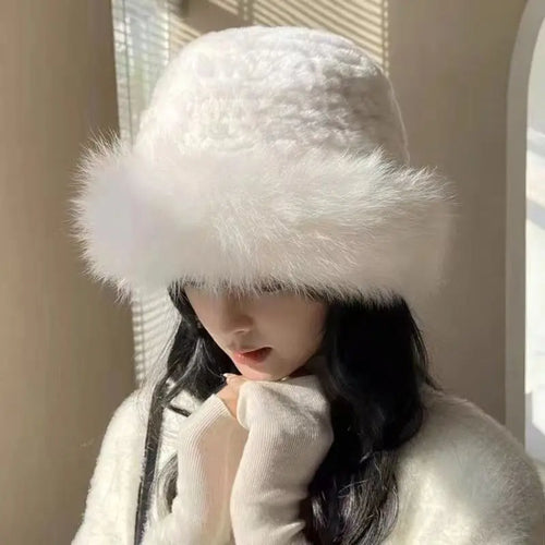 Fluffy Mongolian Fur Winter Bucket Hat
